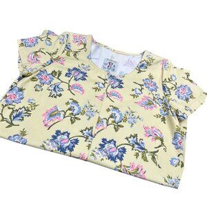 Studio 25 Floral Women's Cap Sleeve Denim Dress Vtg Y2K Medium